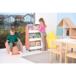 Mobili dvipusė bibliotekėlė - spintelė Quadro su ratukais įvairių spalvų - Image 4