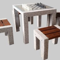 Betoninis šaškių arba šachmatų stalas su keturiom kėdutėmis SL018A