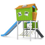 Nerūdijančio plieno kompleksinė aikštelė su atvira čiuožykla 0300S1