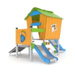 Nerūdijančio plieno kompleksinė aikštelė su atvira čiuožykla 0305