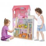 Medinis lėllių namas su baldais ir lėlytėmis 44570