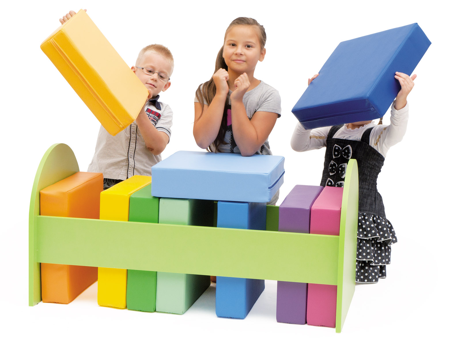 4521153_3 Pufų rinkinys "Vaivorykštė" su mediniu stovu 855626 - Image 1