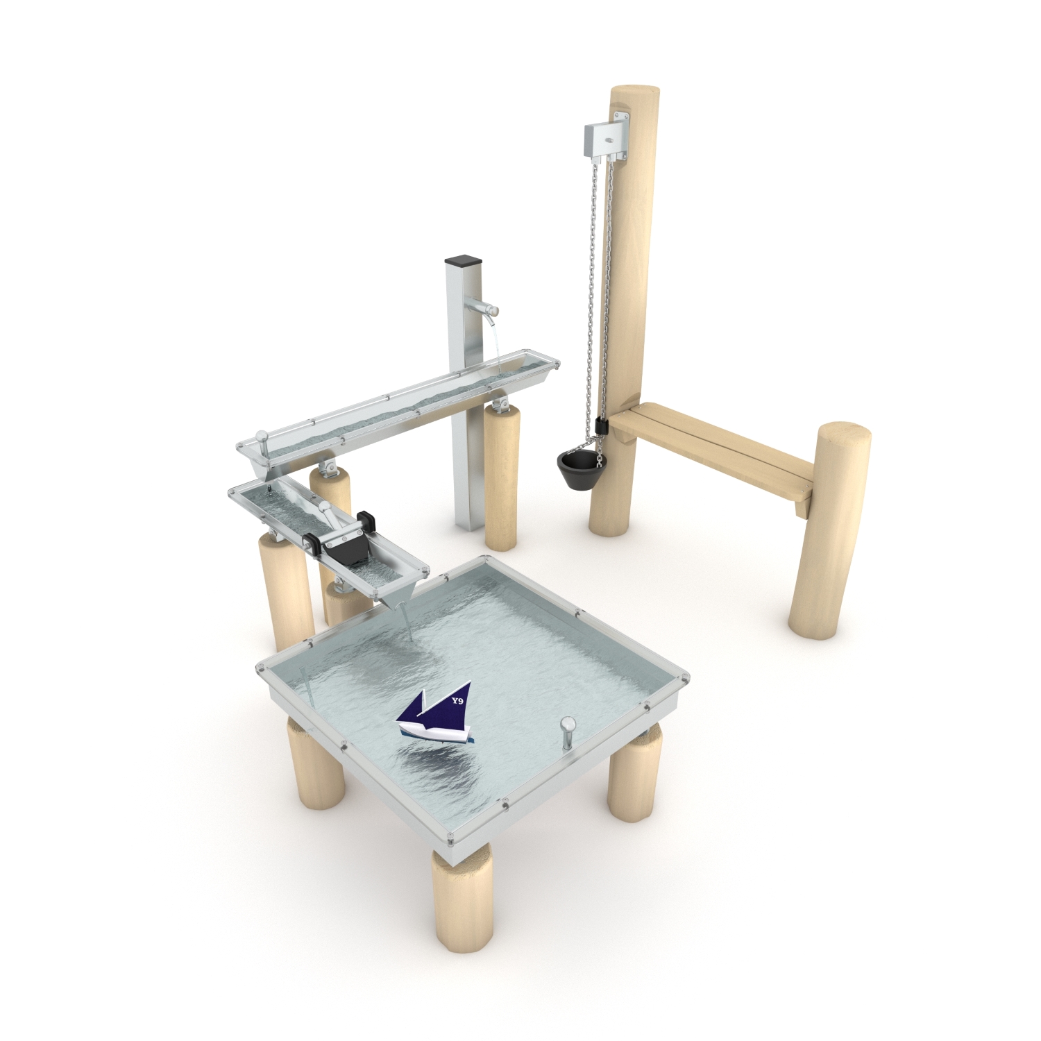 6ad3-rb28561s Natūralios medienos ROBINIA vandens tekmės takelis su pakėlimu RB2856 - Image 1