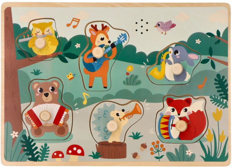 N4074 Garsinė dėlionė su rankenėlėmis Miško gyventojai N4074 - Image 1