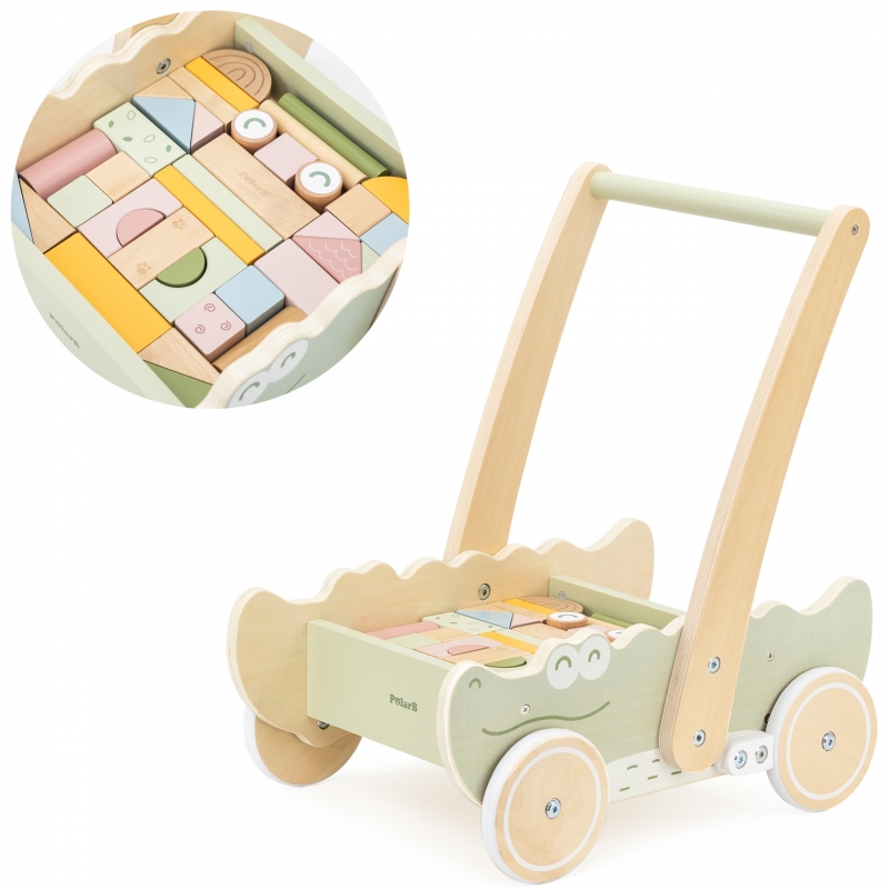 viga-drewniany-wozek-na-klocki-pchacz Kaladėlės su stumduku 44278 - Image 1