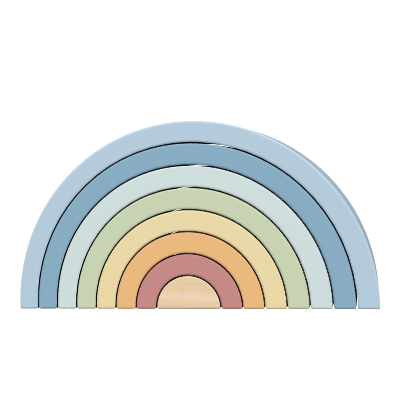 tooky-toy-pastelowa-ukladanka-drewniane-klocki-montessori-tecza Dėlionė Vaivorykštė TH313N - Image 1