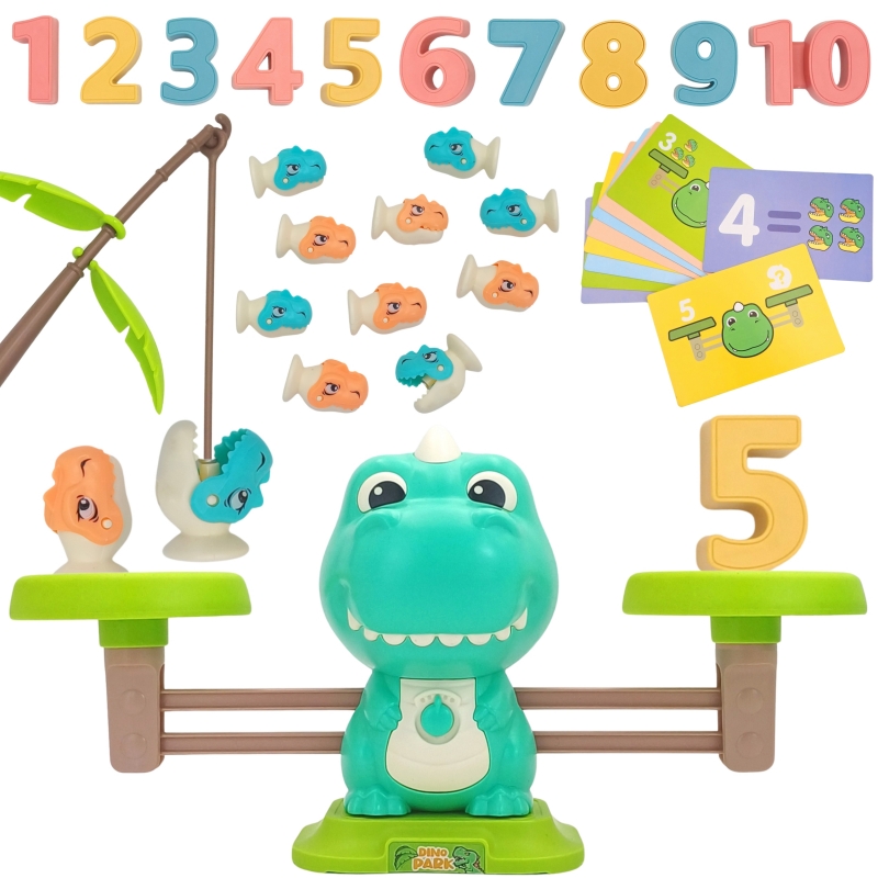 woopie-waga-szalkowa-rownowaznia-gra-lowienie-dinozaurow-rybek-nauka-liczydlo Svarstyklės Matematika 508340 - Image 1