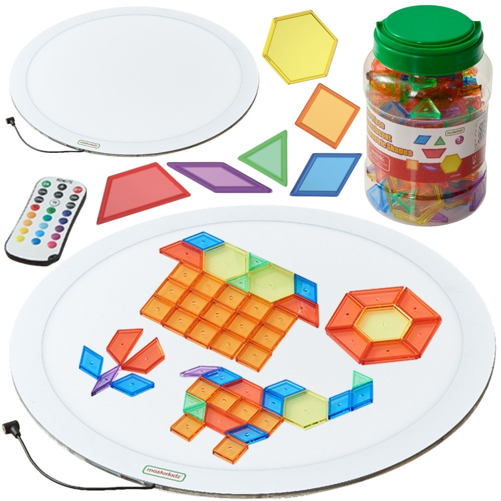 apvali-led-sviesos-panele-montessori-mozaikos-blokai-140-vnt-mk0019-main Apvali LED Šviesos panele + Montessori Mozaikos Blokai 140 vnt. MK0019 - Image 1