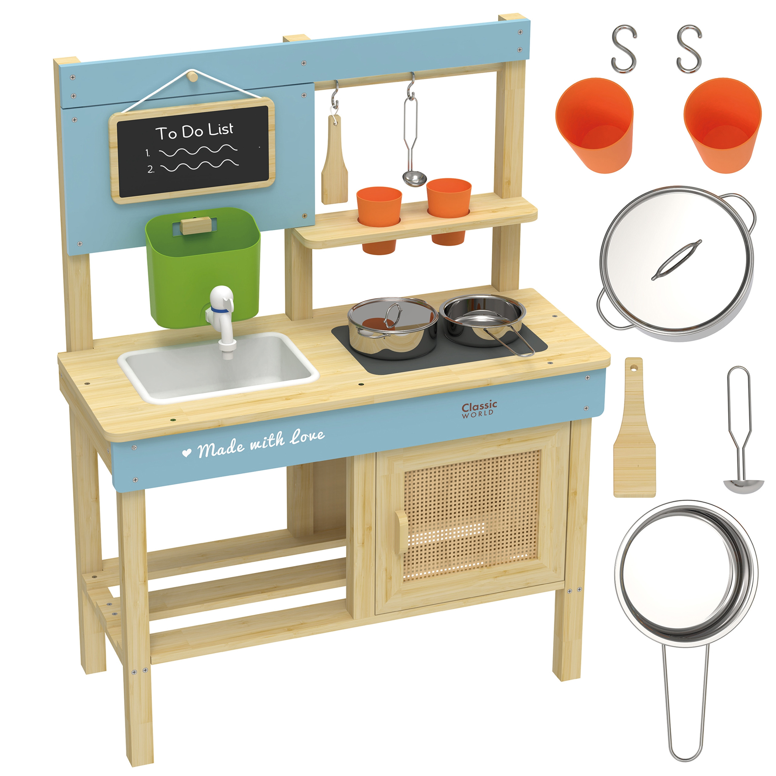 classic-world-xxl-wooden-mud-garden-kitchen-with-accessories-main Medinė purvo virtuvėlė su priedais CW50619 - Image 1