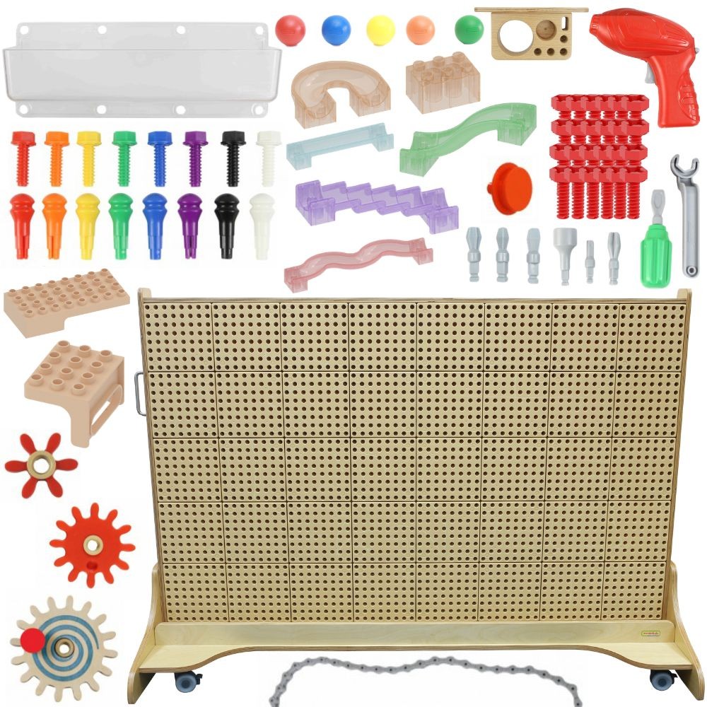 masterkidz-freestanding-stem-creative-learning-board-166-x-125-cm-accessories-set-main MASTERKIDZ Dvipusė pastatoma STEAM mokymosi lenta 166 x 125 cm + priedų rinkinys ME32324 - Image 1