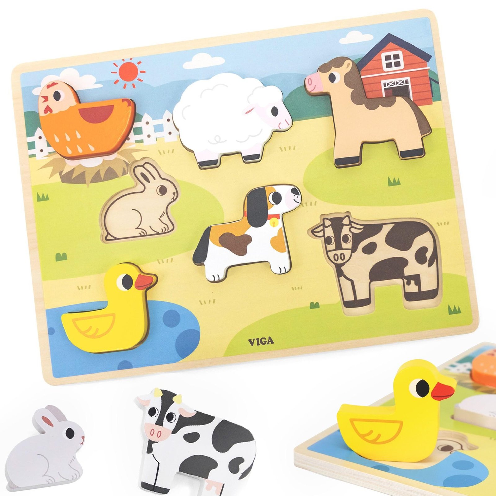 medine-delione-montessori-2-in-1-ukis-44702-main Medinė dėlionė Montessori 2-in-1 Ūkis 44702 - Image 1