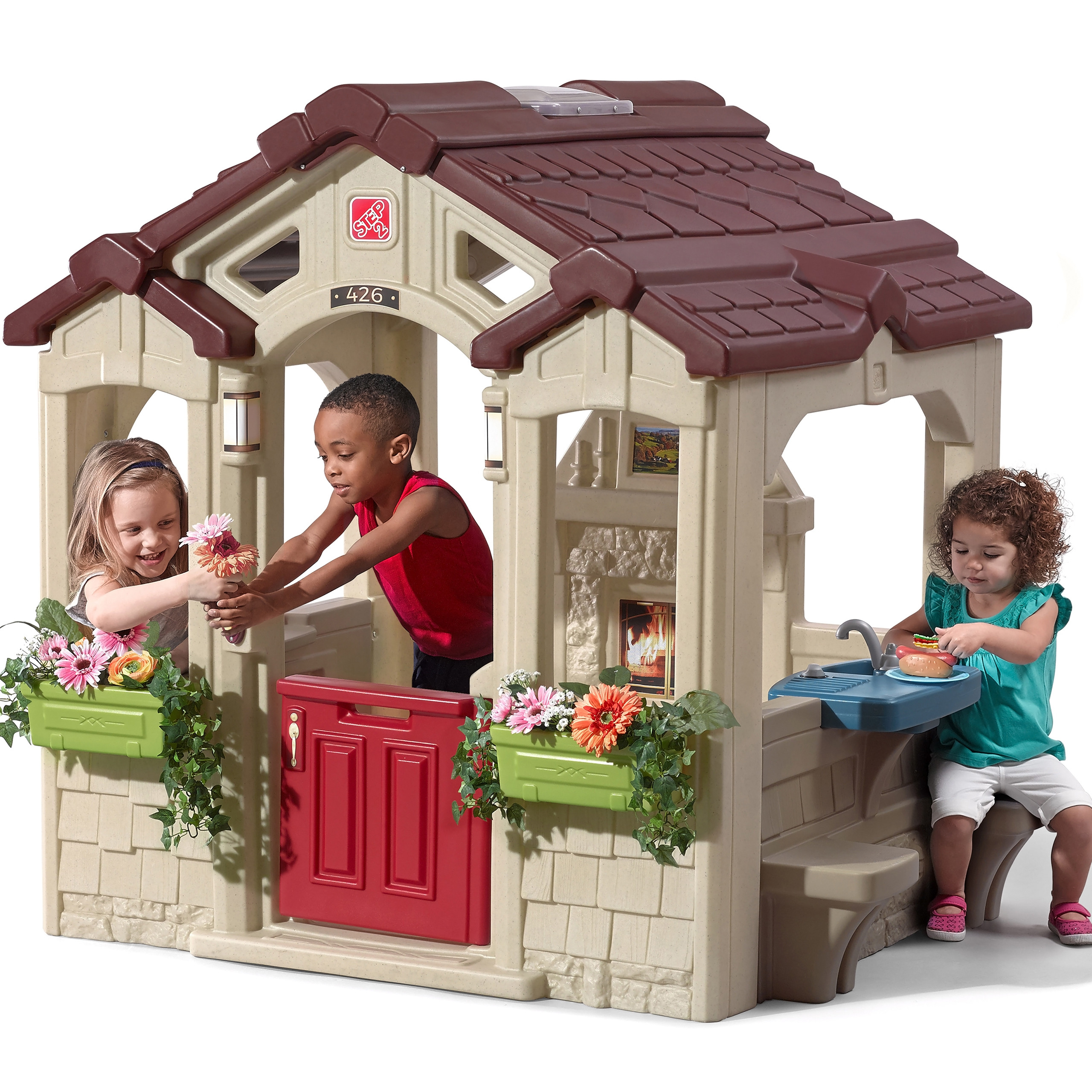 step2-garden-house-with-benches-for-children-main STEP2 Vaikų sodo namelis su suolais 8674 - Image 1