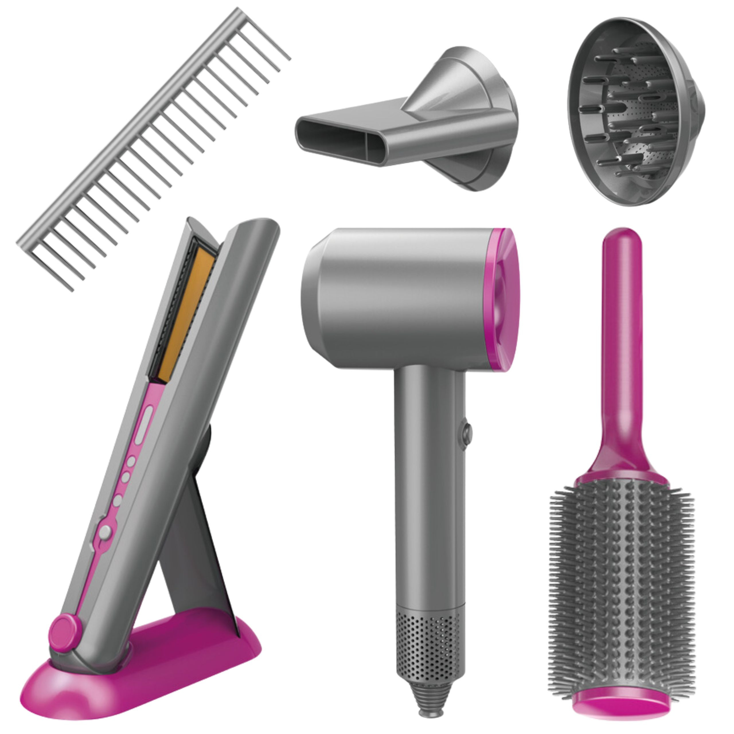woopie-little-hairdressers-set-hair-dryer-straightener-accessories-main Mažojo kirpėjo rinkinys 50100 - Image 1