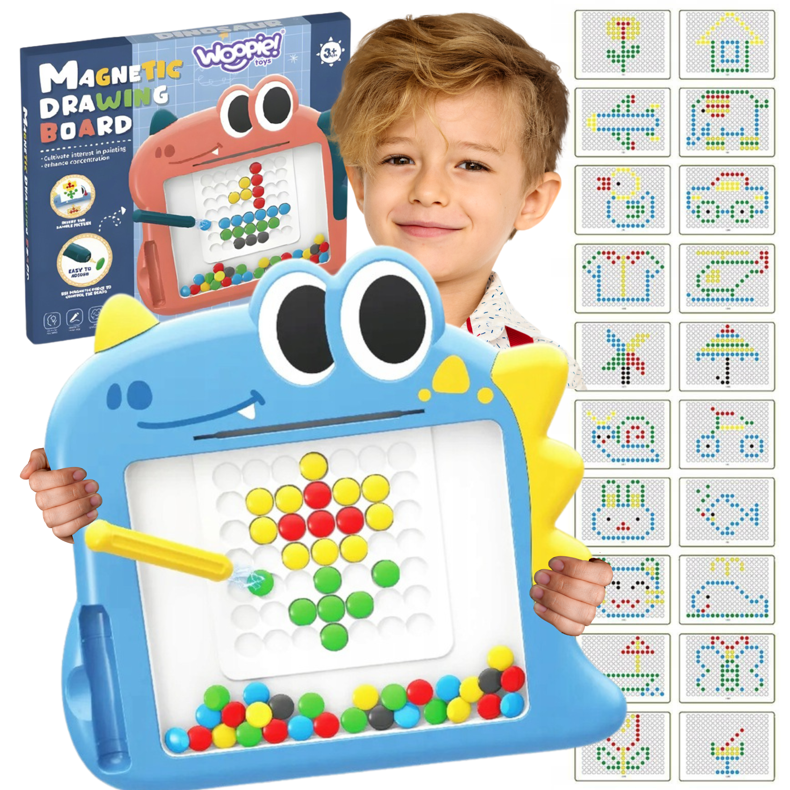 woopie-magnetic-board-for-children-montessori-magpad-dinosaur-main Magnetinė lenta vaikams Montessori MagPad 48167 - Image 1